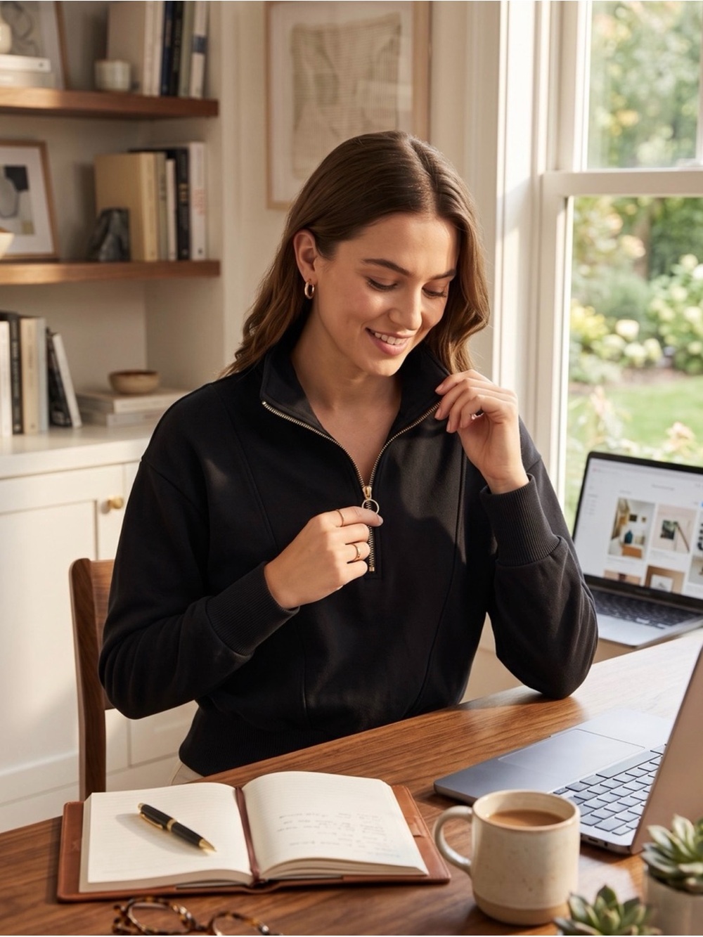 A New Day Half-Zip Pullover in Black Size Small